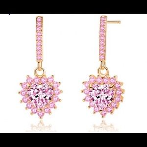 New 14k gold filled genuine pink zircon earrings